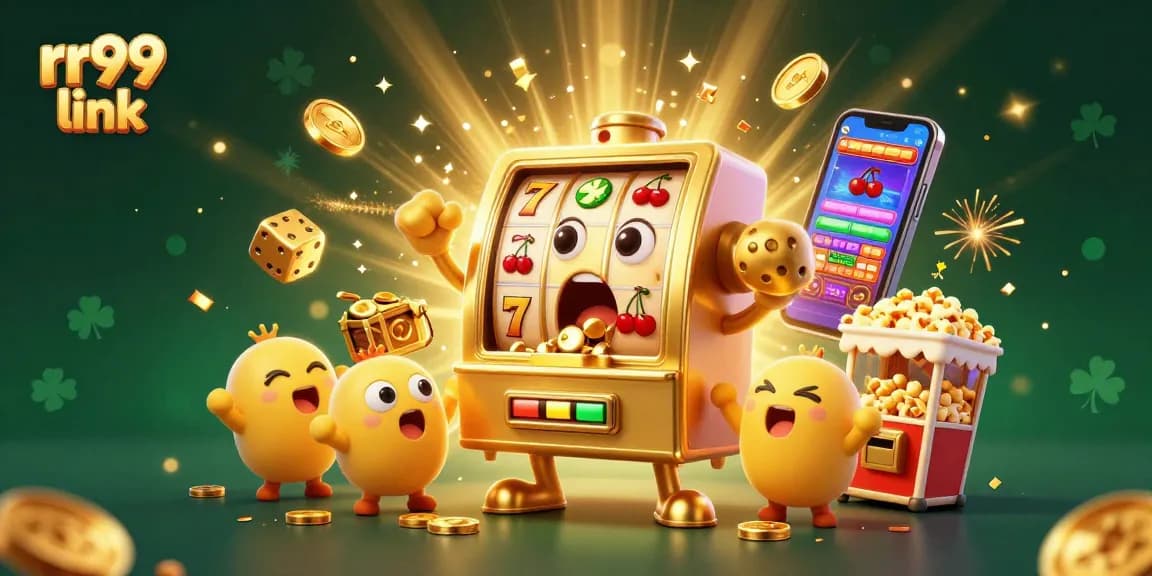 Experience excitement with the rr99 link as the golden slot machine celebrates a jackpot victory.