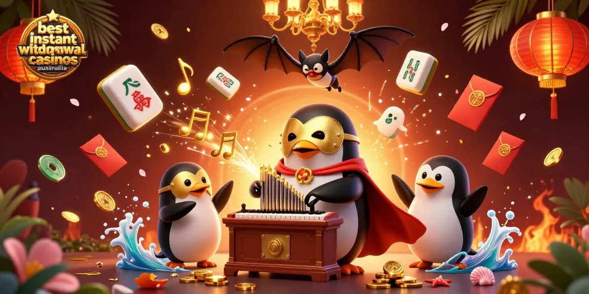 Play at the best instant withdrawal casinos Australia, featuring a unique 3D scene of exciting gaming elements.