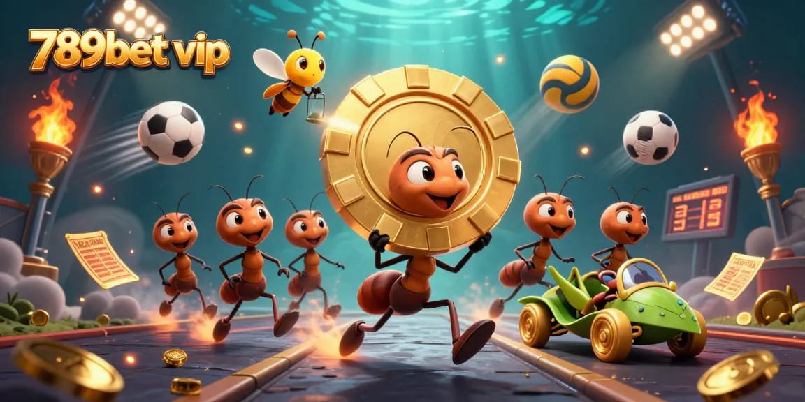 Experience the thrilling adventure of 789bet vip with giant poker chips and animated characters in a vibrant casino heist scene.