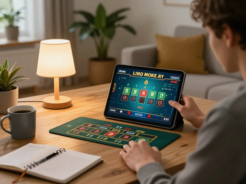 LU88 player strategizing during online gaming with live dealer, showcasing responsible betting.