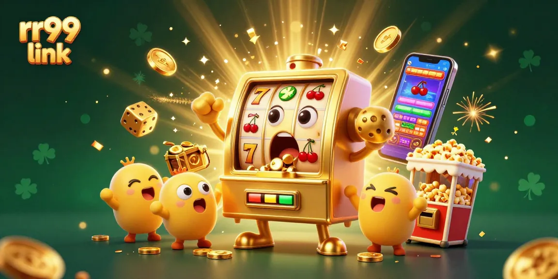 Experience excitement with the rr99 link as the golden slot machine celebrates a jackpot victory.