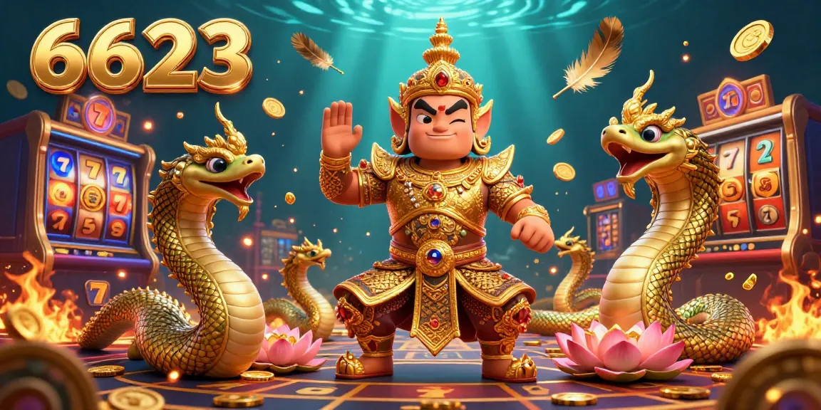 Experience the thrills of 6623 in a vibrant casino world with golden armor guardians and lucky jackpots.