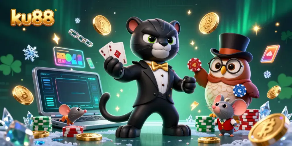 Engage with exciting games at ku88 with a stylish panther dealer and vibrant casino elements.
