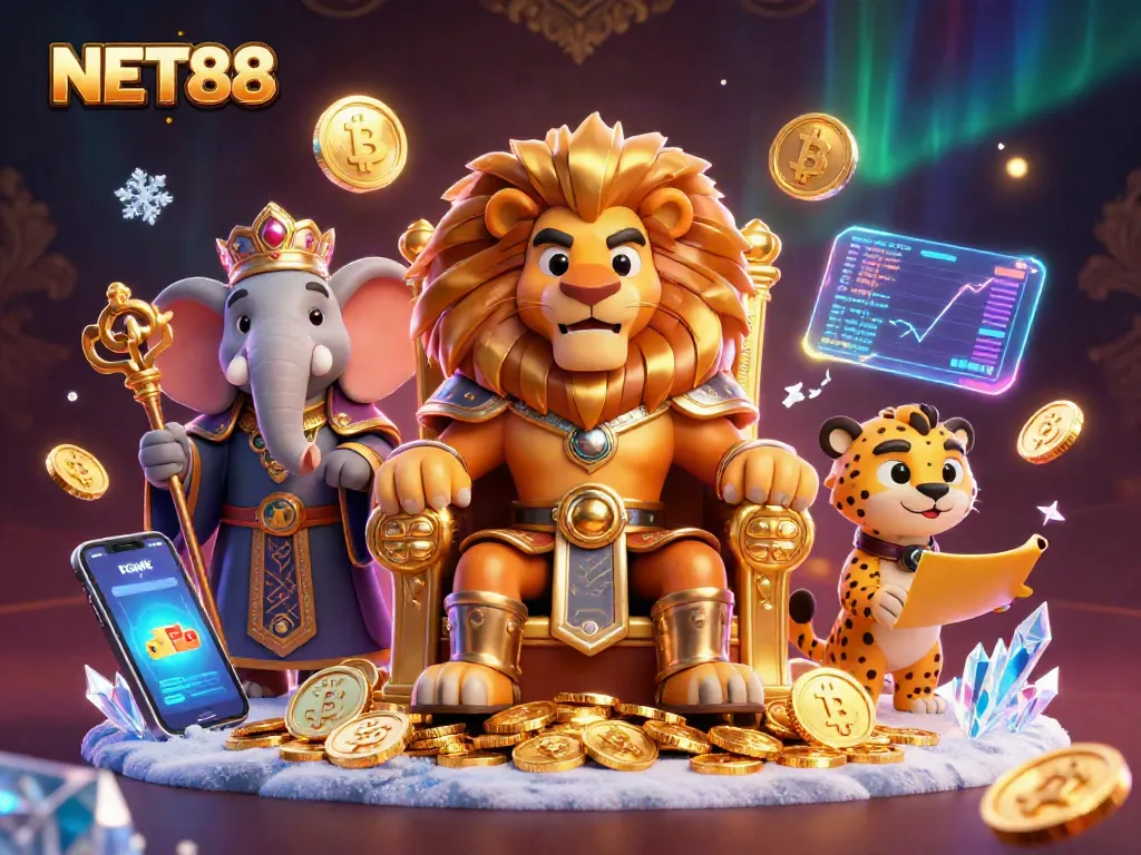 Experience thrilling gameplay with NET88 as a lion king rules over riches and crypto.