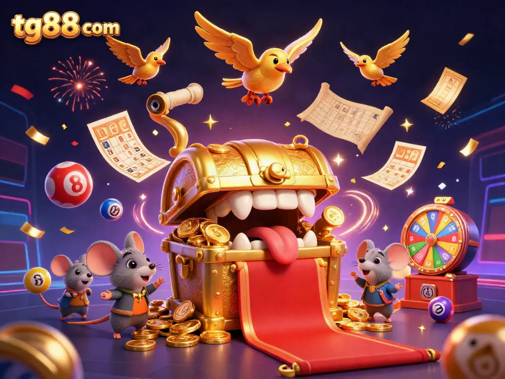 Experience thrilling adventures at tg88 com with colorful lottery balls and vibrant treasures.
