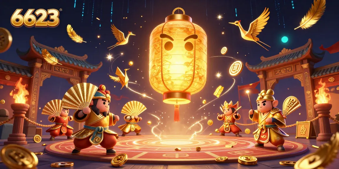 Experience excitement at 6623 with vibrant casino scenes featuring a golden lantern spirit.