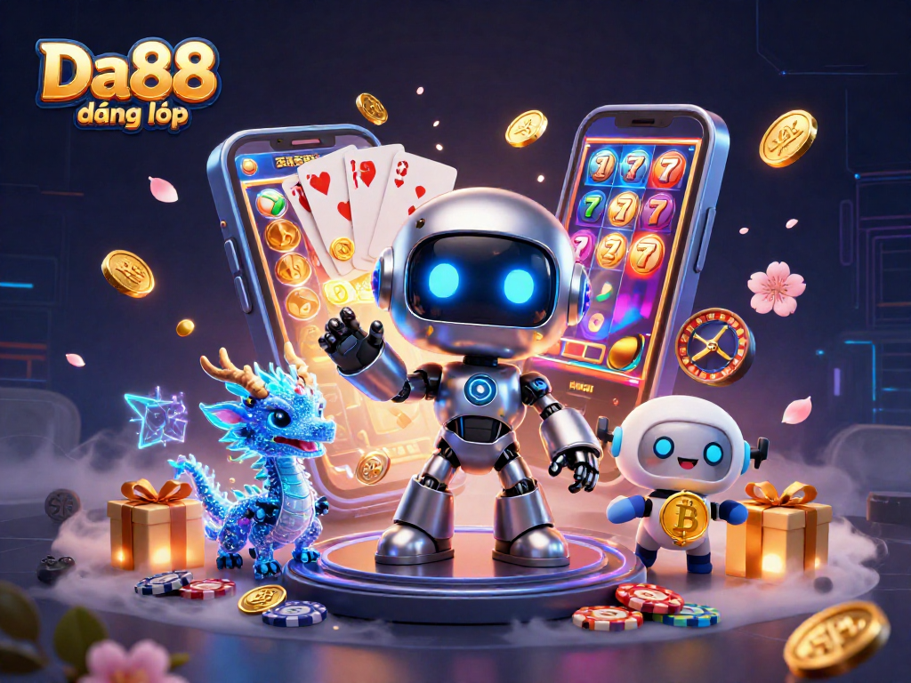 Engage in thrilling gaming at Da88 đăng nhập with a vibrant 3D casino scene featuring dynamic characters and game elements.