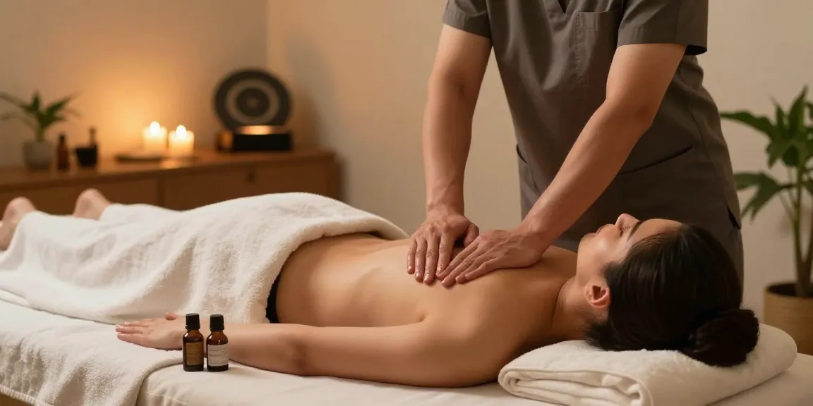Relaxation during 남양주출장마사지 with professional therapist in serene home setting.