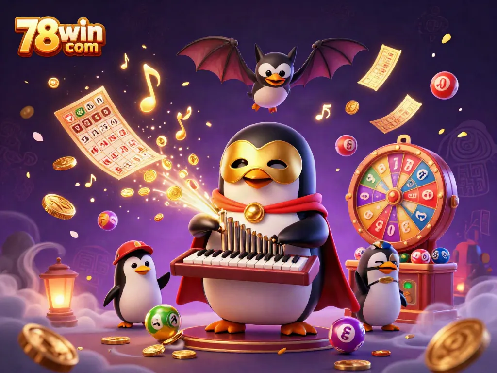Experience the excitement of 78win com with vibrant casino scenes, golden coins, and lively gaming elements.