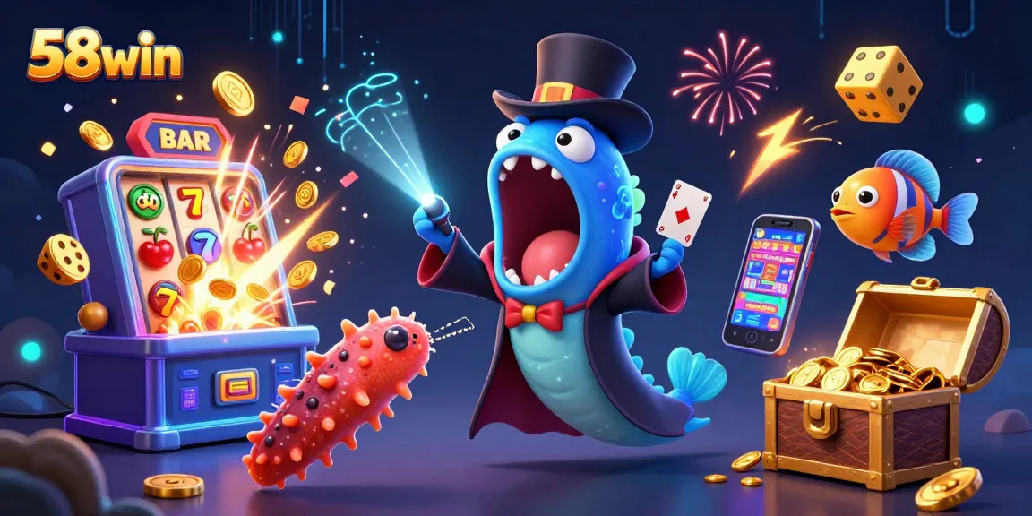 Experience thrilling gameplay with 58win's vibrant jackpot scene featuring deep-sea characters in action!